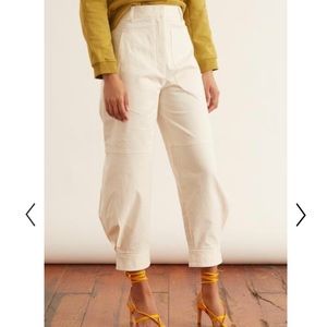 Tibi Myriam Twill Sculpted Pant in Ivory, like new
